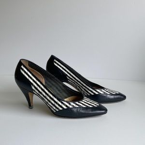 GUCCI Vintage Classic B&W Striped Heel Pumps